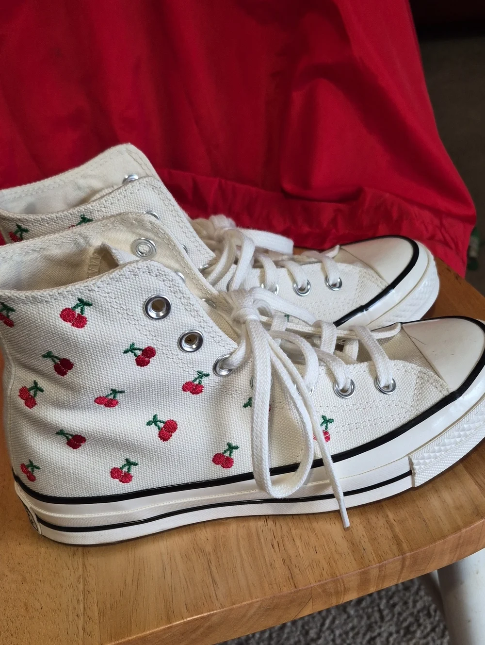 Chuck Taylor Converse ALL Stars High Top Sneakers With Cherries πππ - Picture 3 of 10